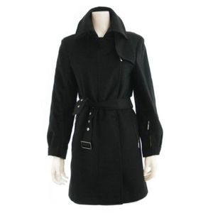 DI VITA Black Cashmere Zip Coat Size 8